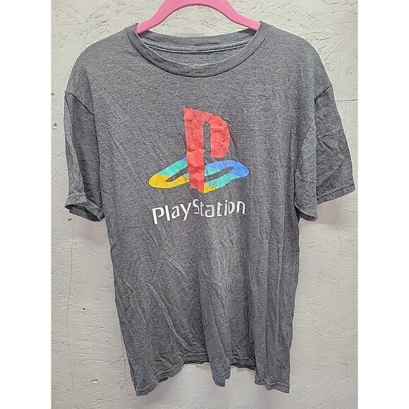 Ripple Junction PlayStation Distressed Classic Logo Gray Men's‎ T-Shirt M - Picture 1 of 7